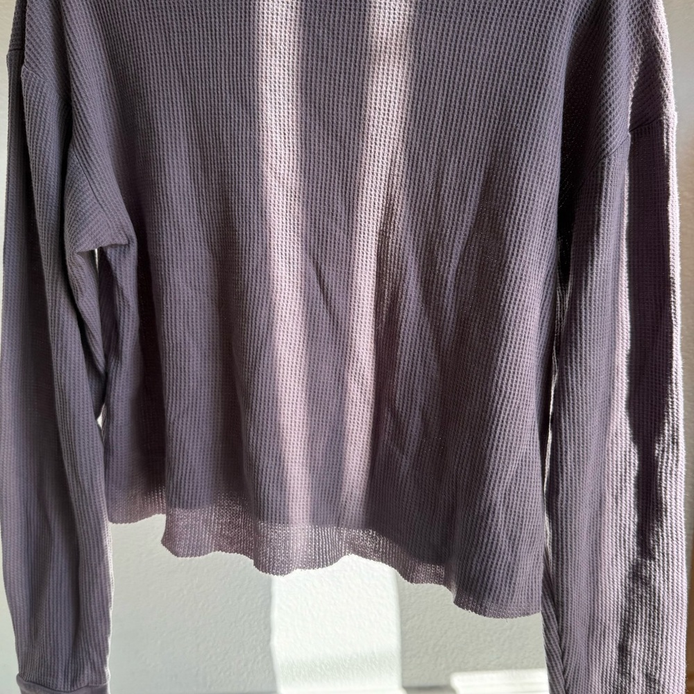 Purple Long Sleeve Waffle Knit Top